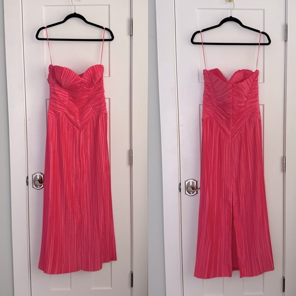 Cult Gaia Ashika Pleated Plisse Strapless Corset Dress Sangria Pink NEW with tag - Picture 3 of 9